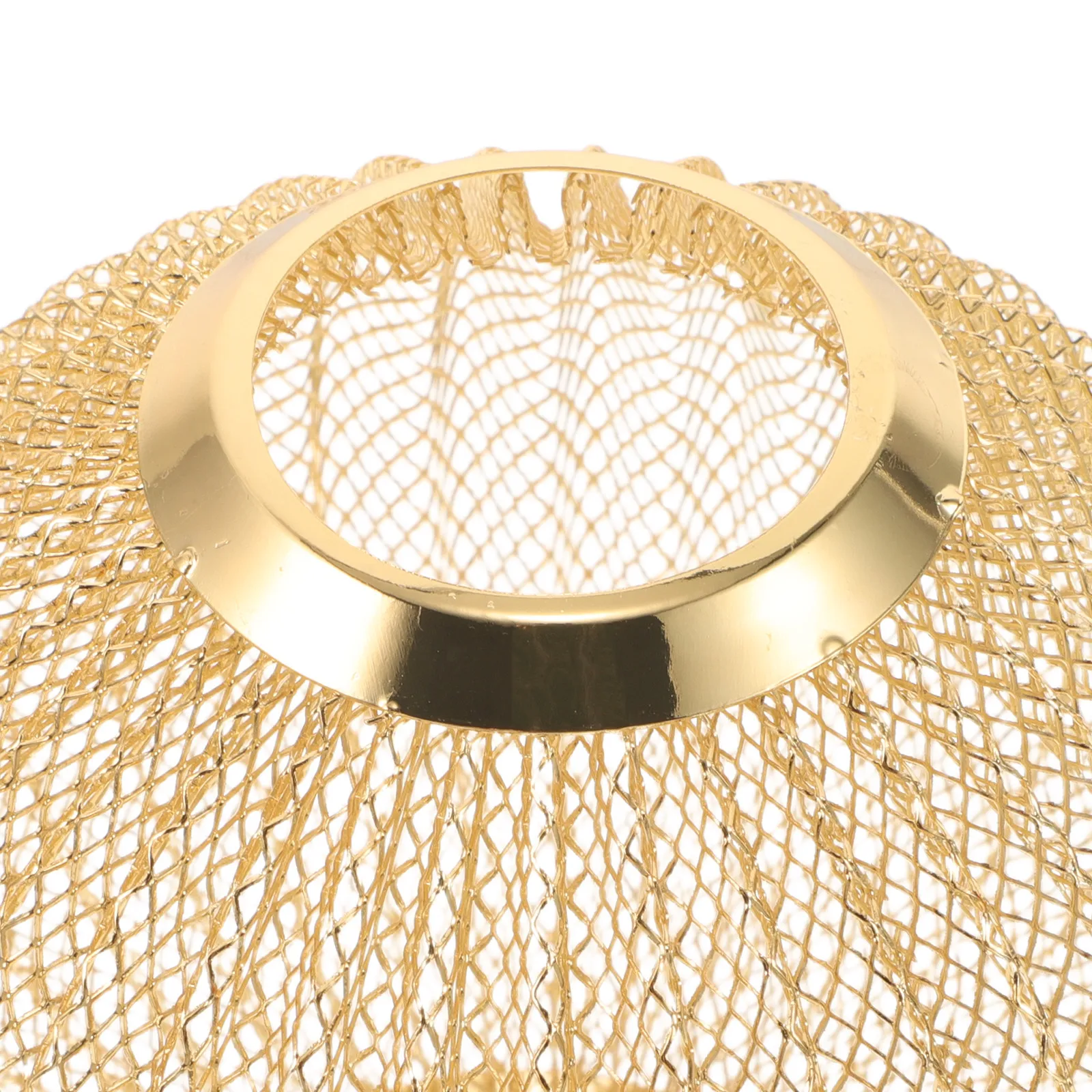 Round Iron Mesh Lampshade Rustic Wave Pattern Large Pendant Light Cover Decorative Cage Lamp Shade for Living Room Dining