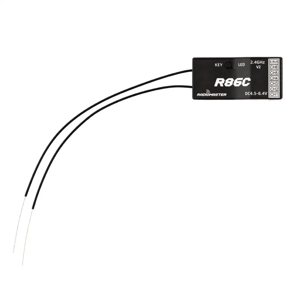 Radiomaster R86C V2 2.4GHz Receiver, 6CH(PWM)/8CH(SBUS), PWM/SBUS, Over 1km Range, for RC & FPV Applications