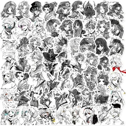 62PCS Black and White Fifth Personality Sticker Creative Waterproof Decal DIY Laptop Luggage Child Phone Stationery Sticker