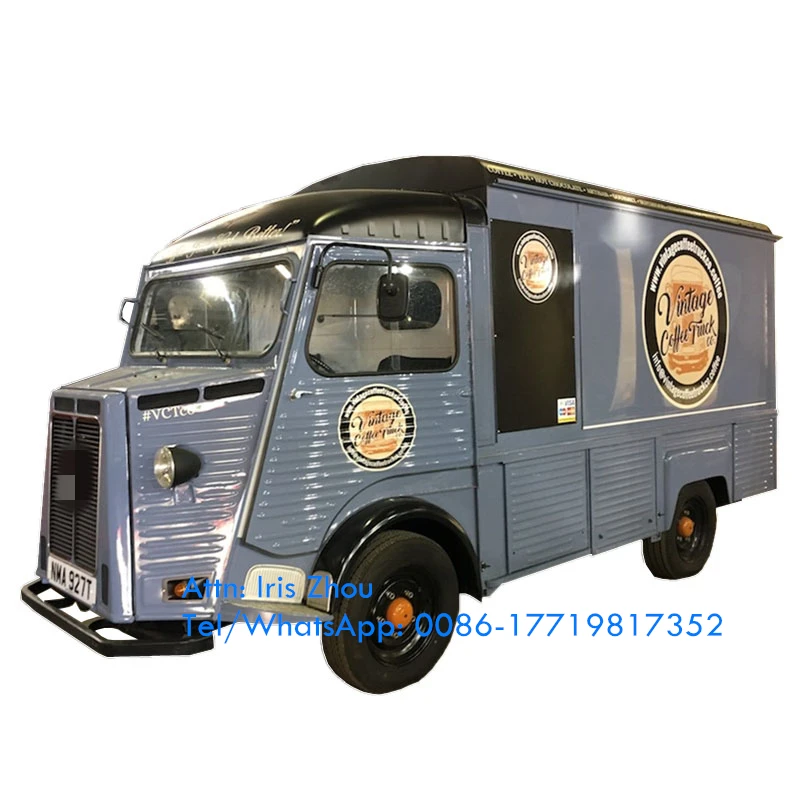 

Street Food Vending Cart Classic Vintage Food Truck Mobile Kitchen Hot Dog Bubble Tea Coffee Catering Trailer