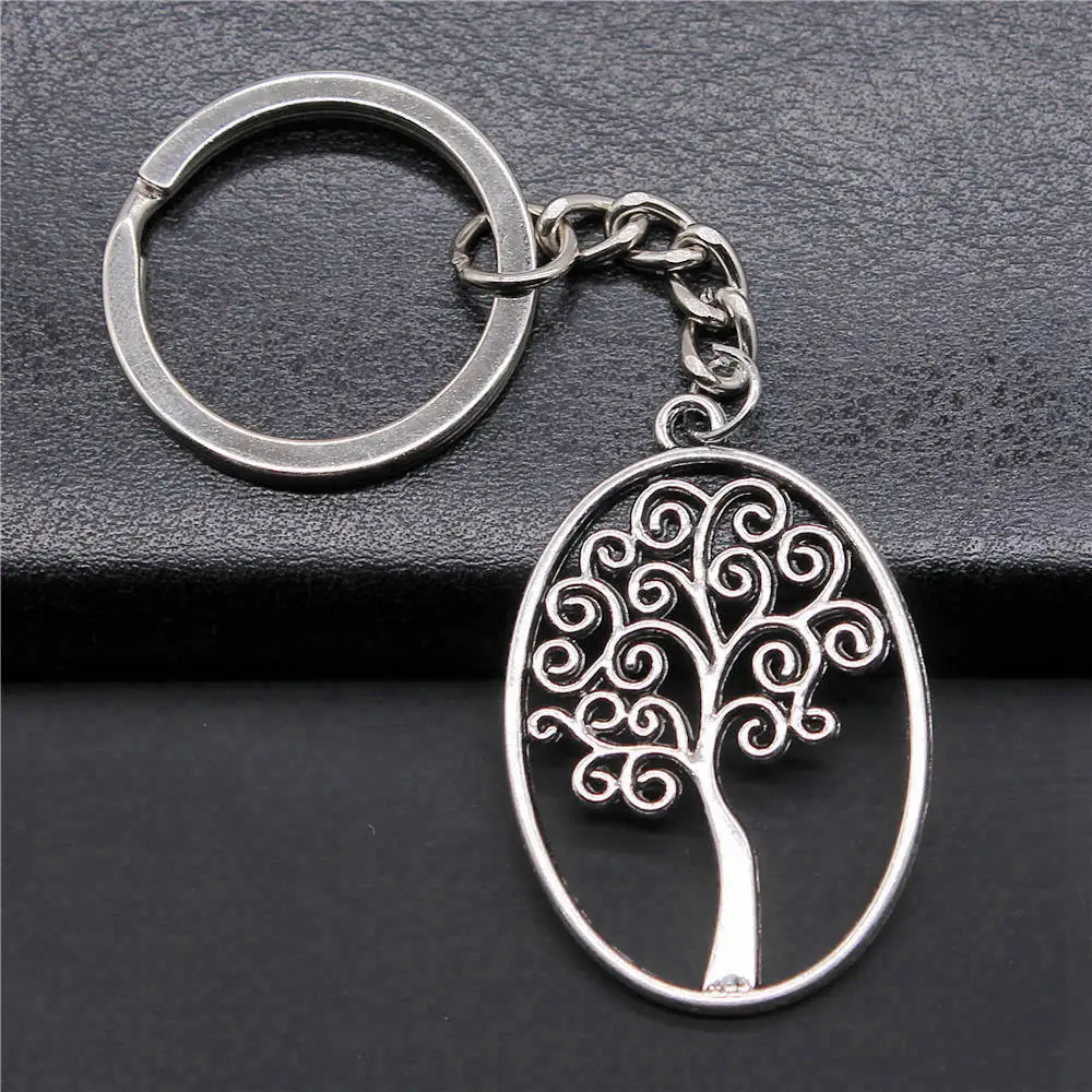 Cute Tree Of Life Keychains 28Mm Ring Male Jewelry Mother'S Day Findings & Components