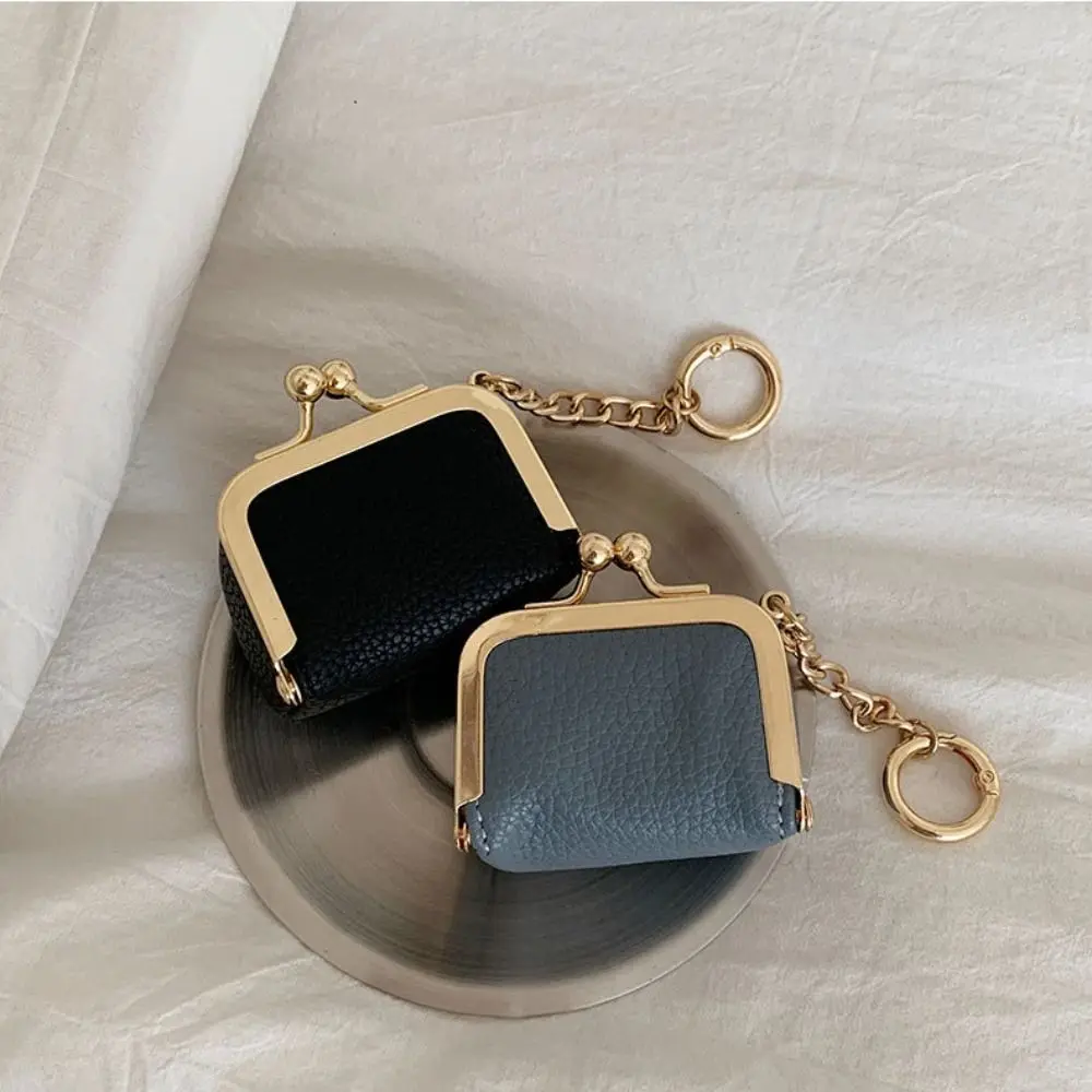 With Keychain Kiss Lock Coin Purse Mini Multicolored Leather Jewelry Bag PU Leather Multifunctional Small Item Bag