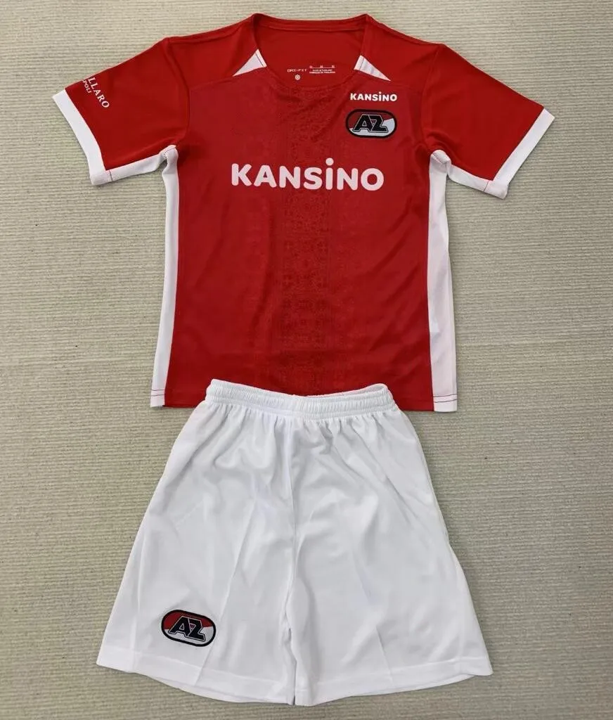 Camisa Alkmaar para homens e crianças, Home Red Kit, Camisa Jovem, 2024 25 AZ