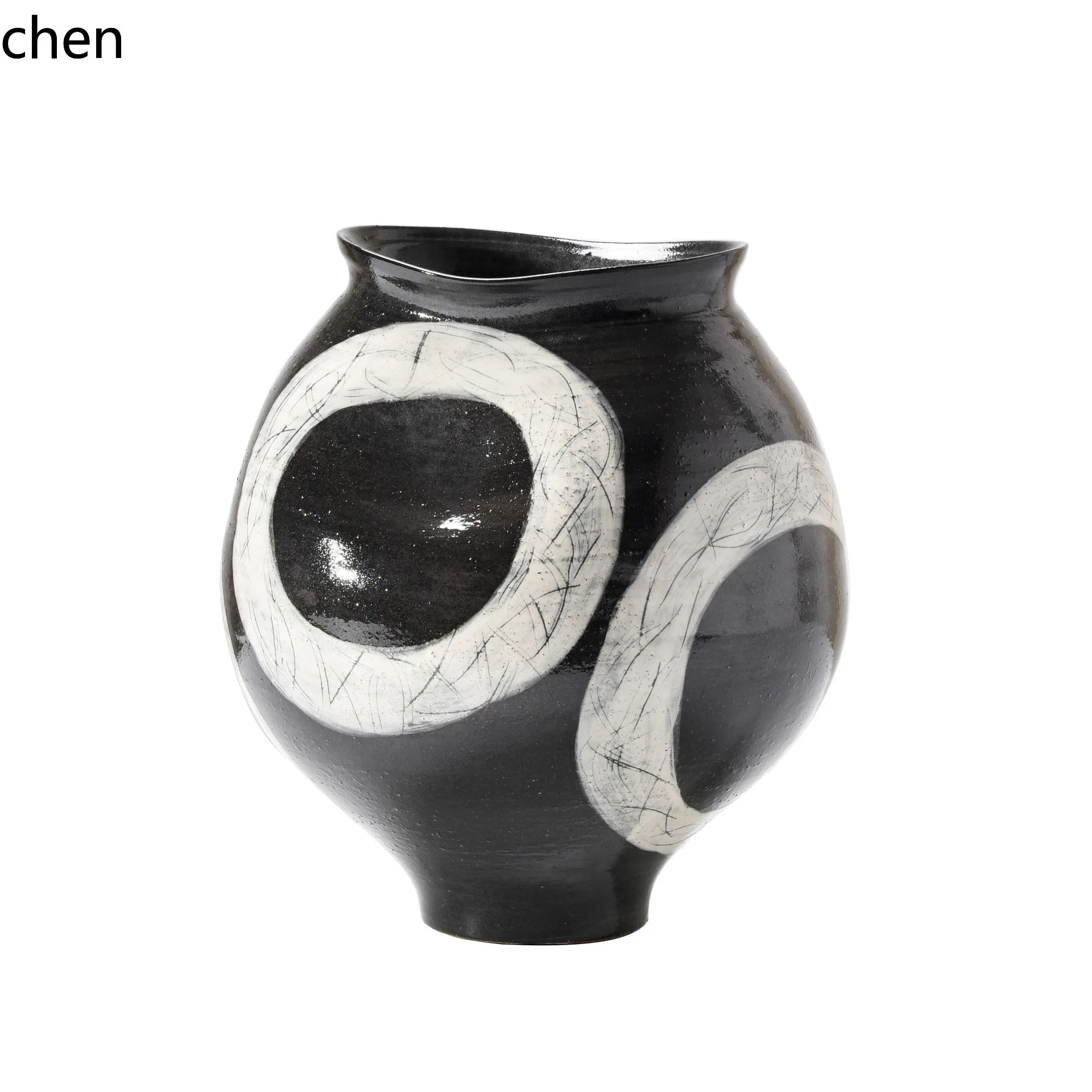 ZML modern high-end porcelain handmade irregular flower vase - ideal for show homes, hotels, bookshelves, and decorative shelves