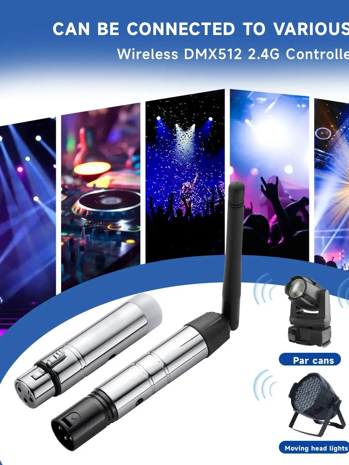 

DMX Wireless DMX512 Transmitter Receiver Controller XLR For Disco DJ Party Bar Stage PAR Moving Head Laser Light