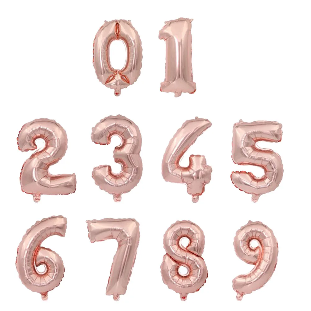 

10pcs 0-9 16 Inch Digital Number Balloons Aluminum Foil Balloons Party Wedding Birthday Decorations Rose Gold