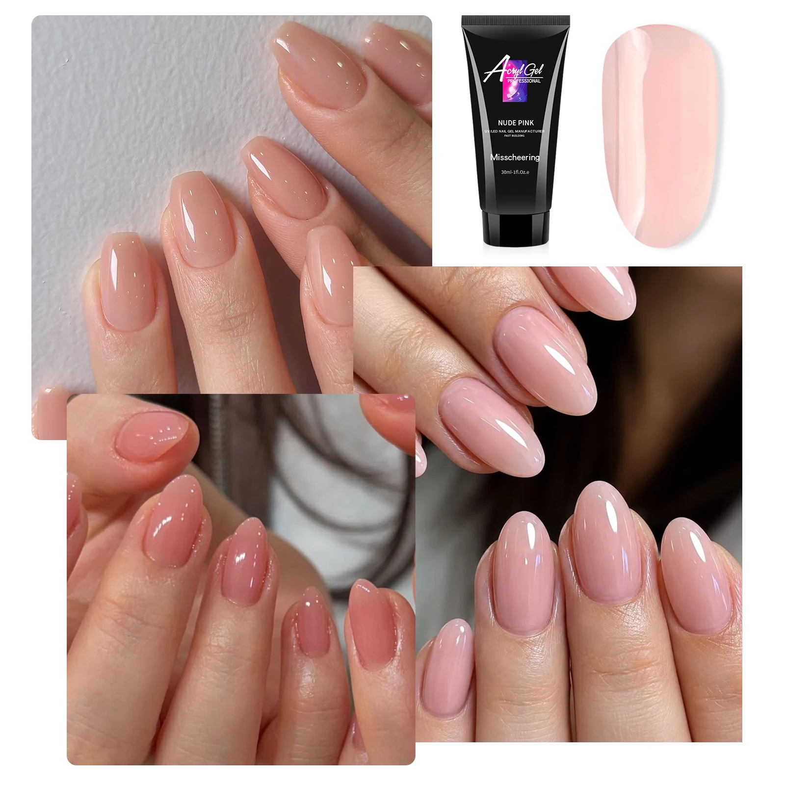 2-teiliges Poly-Gel-Nagelverlängerungsset 30ml Klar Nude Rosa UV LED Acrylgel für schnellen Nagelbau Nagelkunst DIY Salon Maniküre-Werkzeug – Detail 7