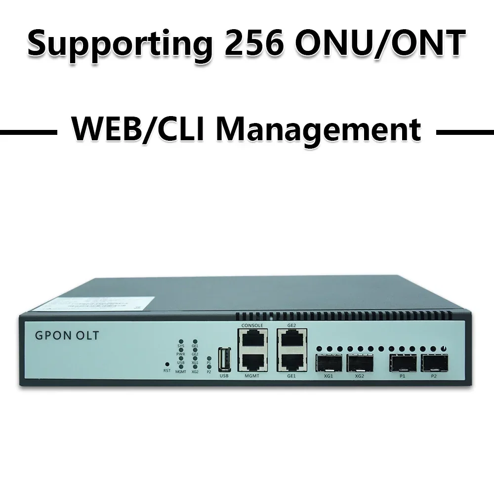 OPTFOCUS GPON OLT 2PON 256 ONU 10G Uplink C++ GBIC SFP 100 240V AC 12V DC Power MINI GPON OLT 2 Port