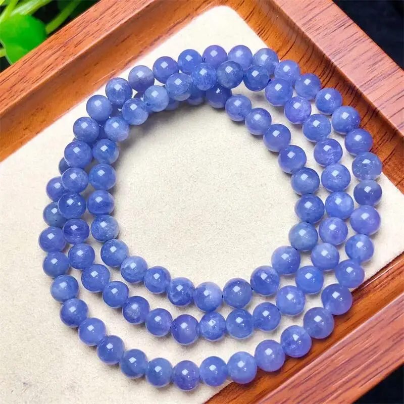 Natural Tanzanite Bracelet Multiple Circles Bracelet Quartz Jewelry Stretch Bangle Children Birthday Gift 1pcs 4/6MM