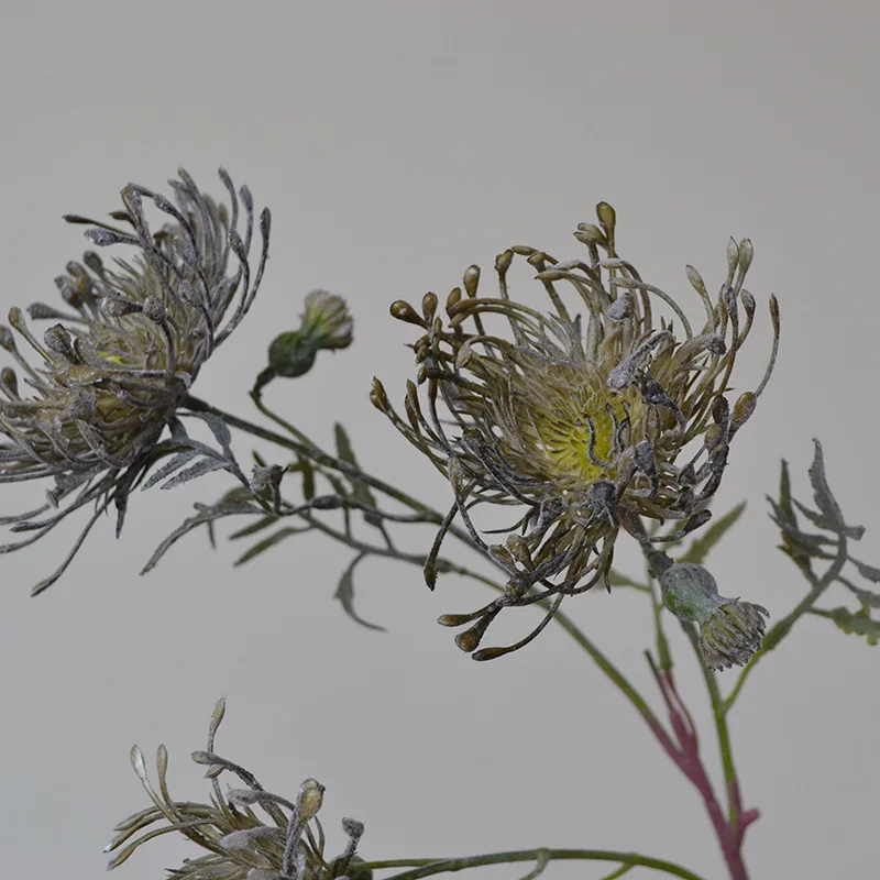 5 Stück künstliche Plastik blumen 3-Kopf beflockte Krabben klaue Chrysantheme für Hochzeits feier Event Home Dekorationen Blumen material – Detail 25