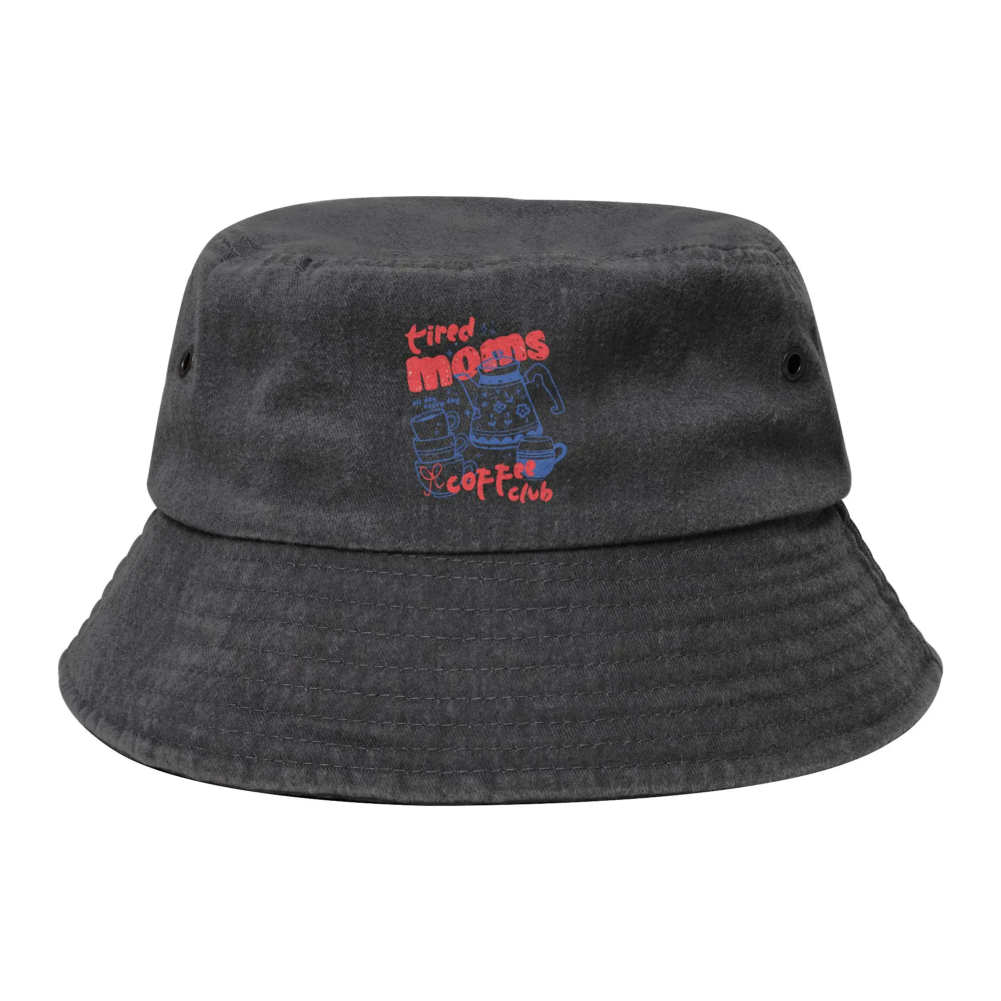 Tired Moms Coffee Club Bucket Hats Unisex Lightweight Camping  Distressed Washed Fisherman Hat Travel Headwear Bob Hat
