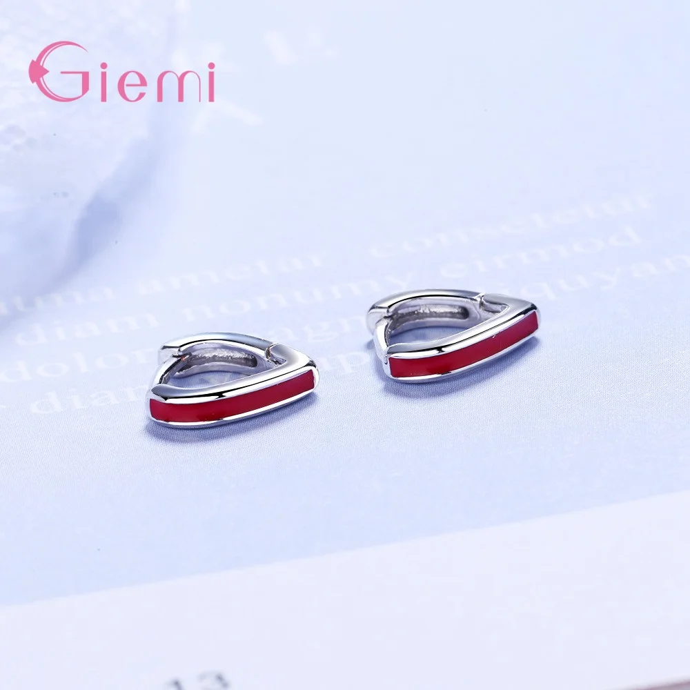 Top Vendor Classic 925 Sterling Silver Hoop Earrings For Women Temperament Simple Red Stripe Charm Party Pierced Earings Jewelry view 4