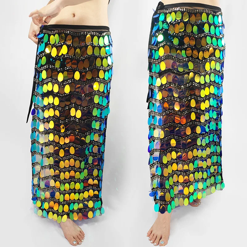 ที่กําหนดเองผู้หญิงผู้ใหญ่Belly Dance STAGEเครื่องแต่งกายประสิทธิภาพMermaidเลื่อมห่อก้นเพิร์ลปักกระโปรง