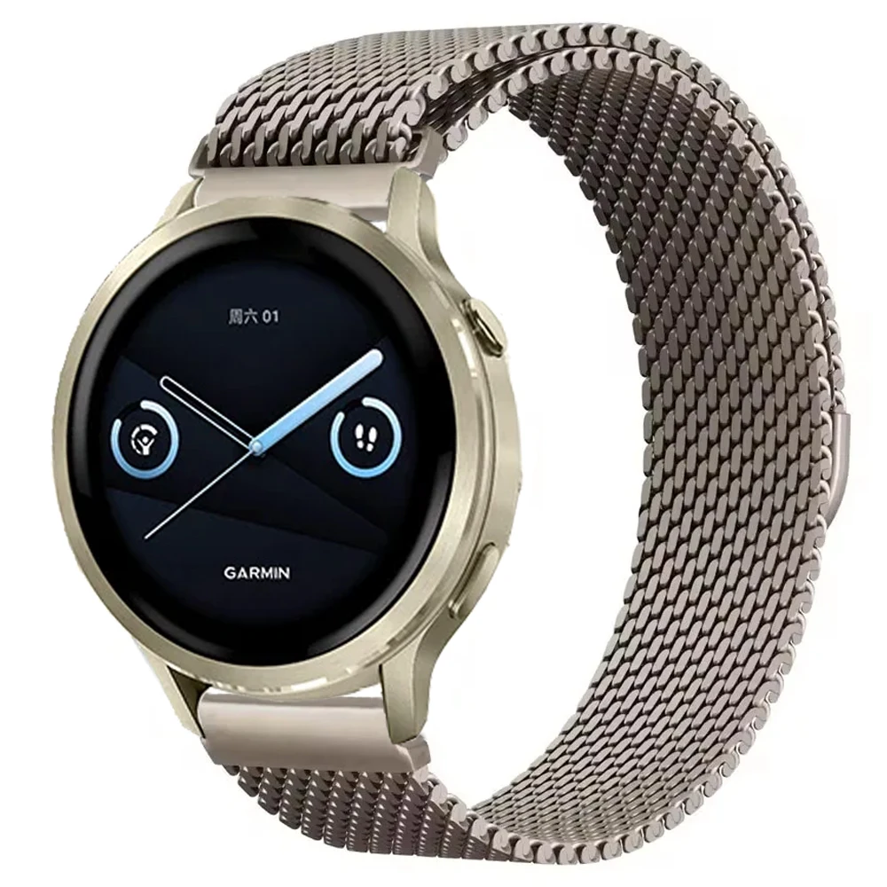 18/20/22mm Steel Mesh Milanese Loop For Garmin Forerunner 570 970 170 70 265 55 165 Metal Bracelet Garmin Venu 4 3 2/Active 6-5