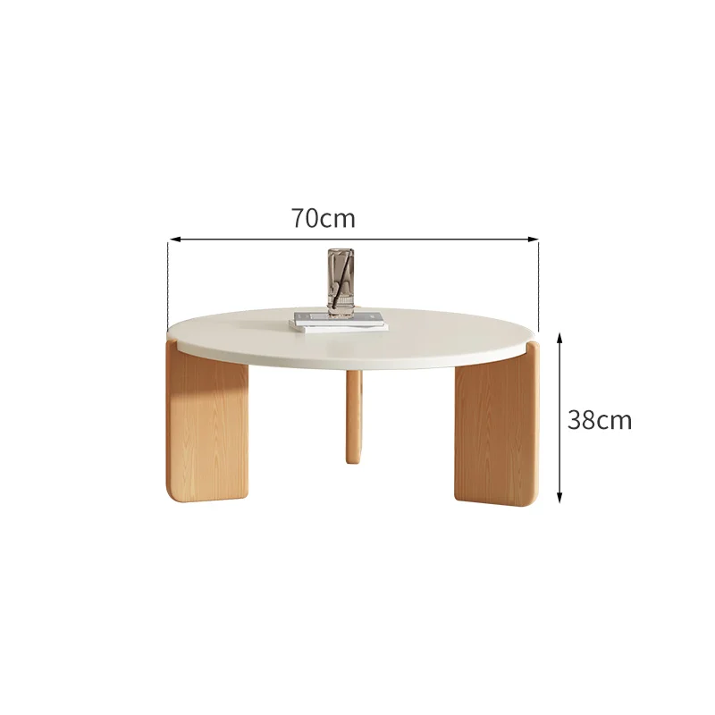 Solid wood round coffee table, living room, home cream house, silent style, small Nordic table, modern minimalist corner table