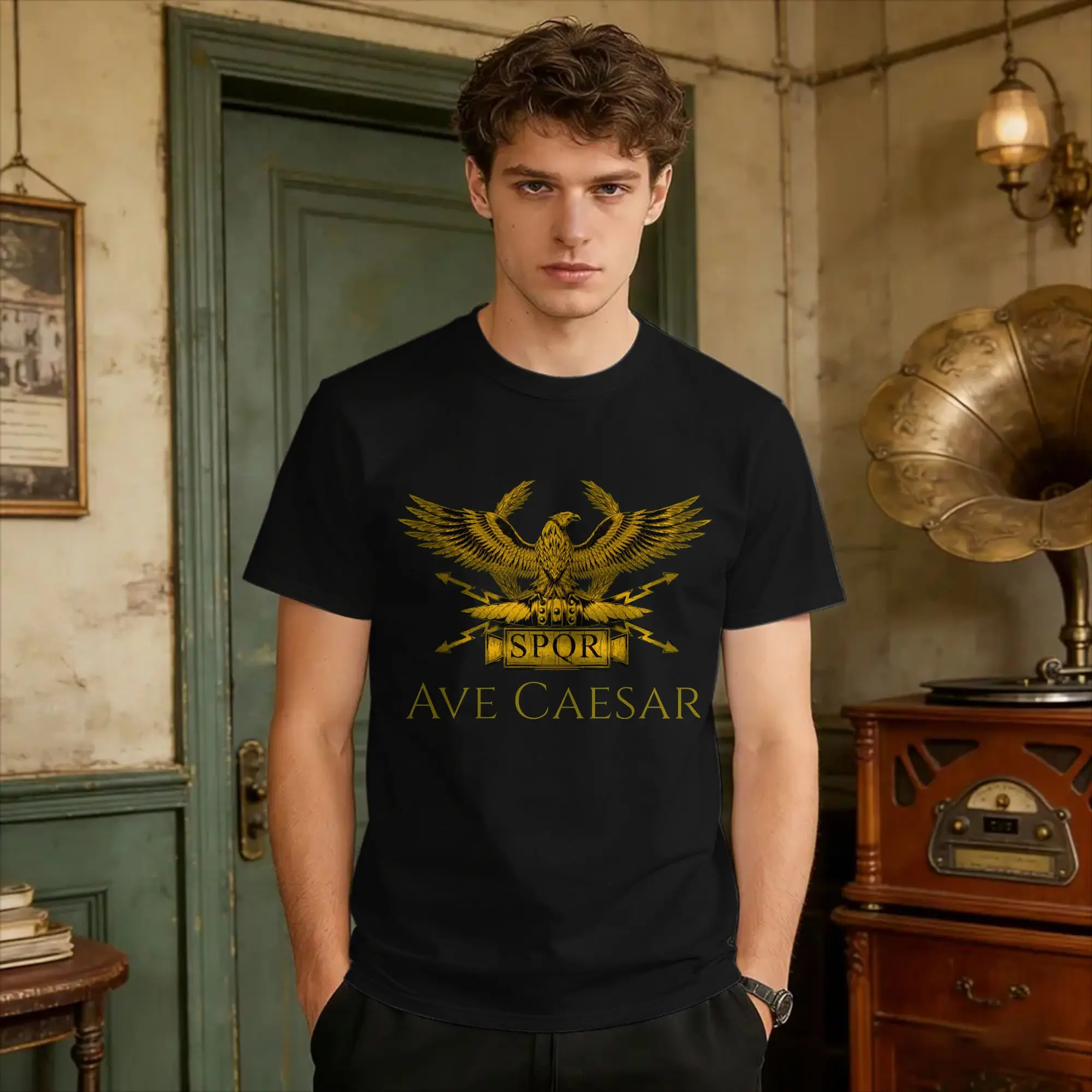 Ancient Roman Legionary Eagle SPQR Aquila History Of Rome T Shirt Summer Ave Caesar T Shirts Pure Cotton For Man Clothes