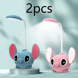 Disney Stitch Cartoon LED Desk Light protezione per gli occhi degli studenti luce di lettura matita affilatura apprendimento luce camera da letto comodino