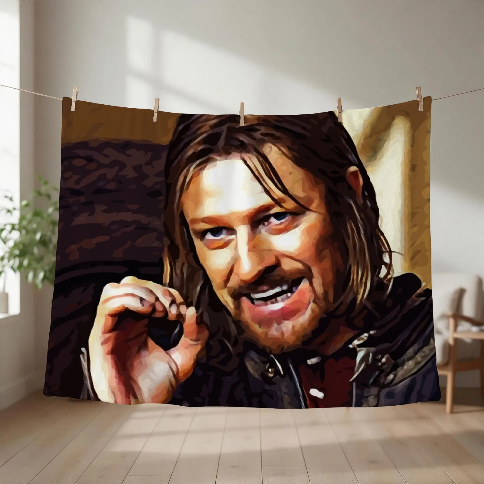 Boromir Sean Bean - One Does Not Simply Throw Blanket couch cozy soft plush fuzzy picnic outdoor blanket