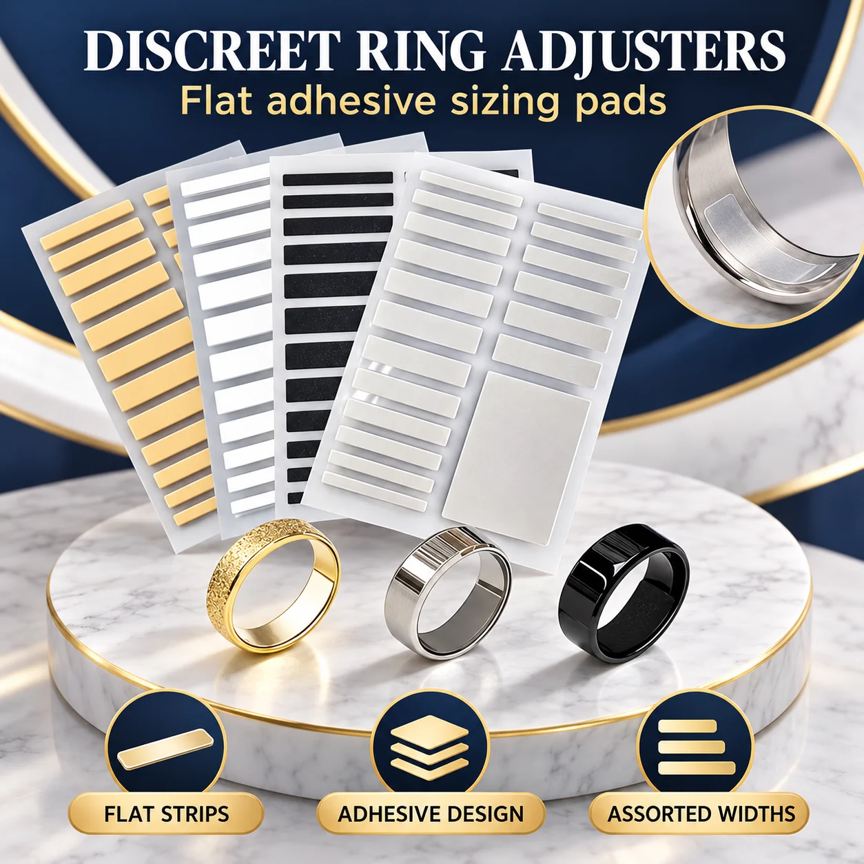 Invisible Ring Size Reducer for Loose Rings - Transparent Silicone Anti-Slip Sticker Durable Reusable Jewelry Making Tool Kit