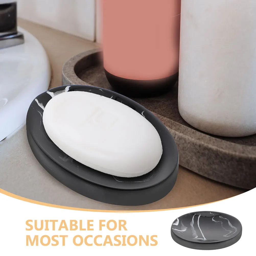 

2pcs Marble Pattern Dish Resin Stain Resistant Household Bathroom Shower Toilet Soap Holder Tray Reusable Portable