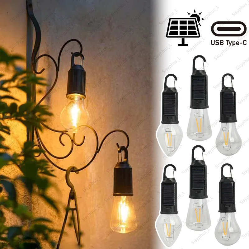 

1/2/4Pcs Outdoor Solar Camping Light USB Rechargeable LED Lantern for Hiking Fishing Emergency Portable Travel Lighting