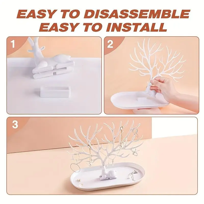 Jewelry Display Stand Tray Tree Storage Racks Earrings Necklaces Rings Jewelry Boxes Case Desktop Organizer Holder Make Up Decor