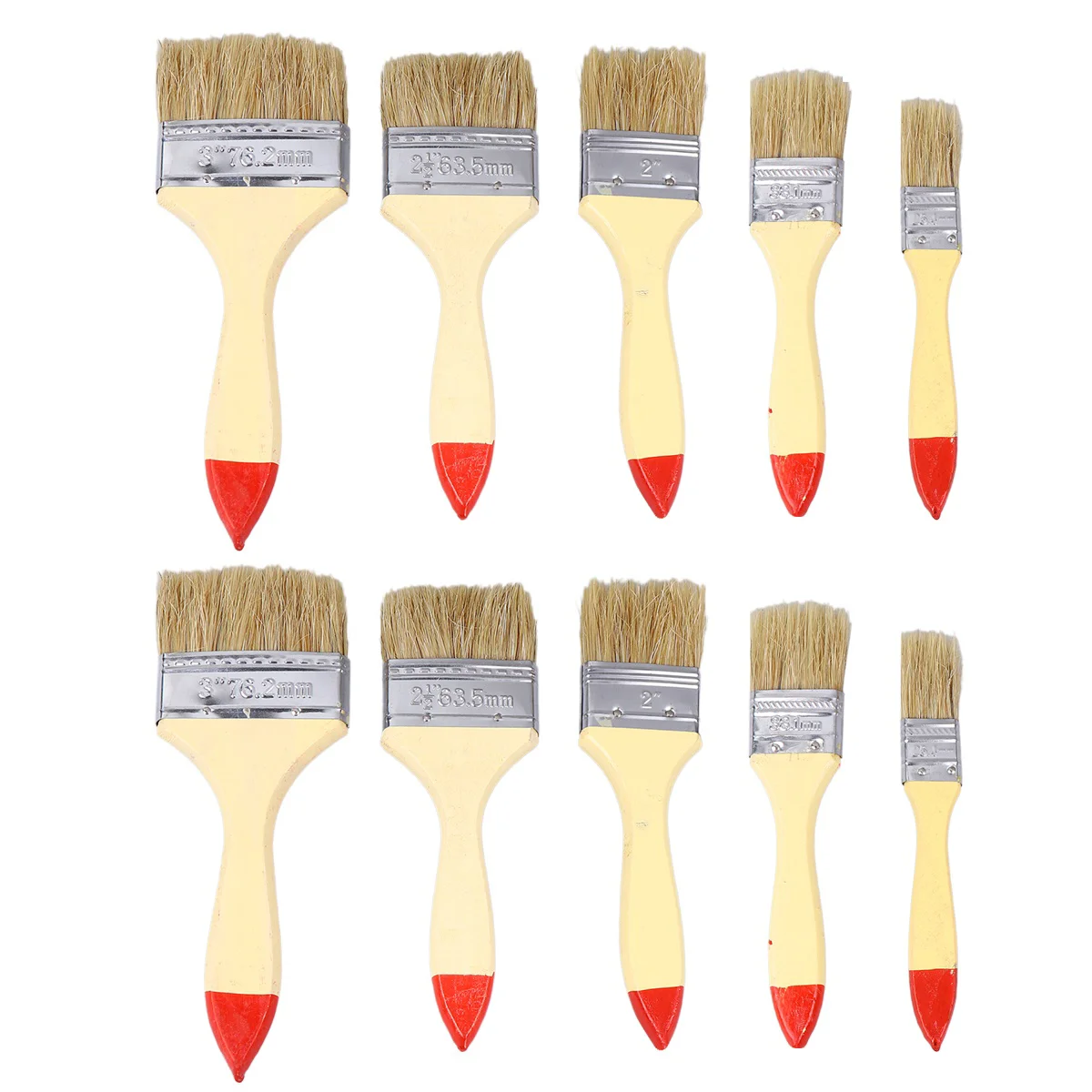 

10 Pcs Water-based Paintbrush Reusable Artist Paintbrushes Wall Red Head Bamboo Wooden Artiste