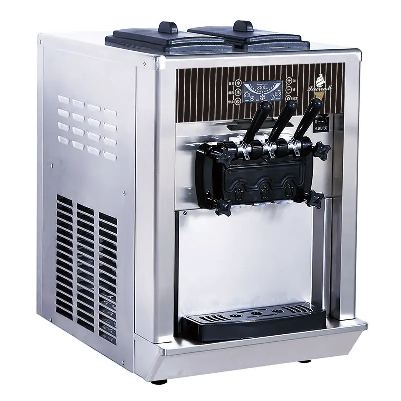 Commercial Soft Serve Ice Cream Maker Machine, 3 Flavors & 6L Hoppers, Compressor Electric Ice Cream Maker with LCD Panel