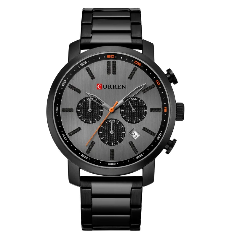 Curren-Montre à quartz étanche pour homme, ceinture en acier à six broches, calendrier, 8315