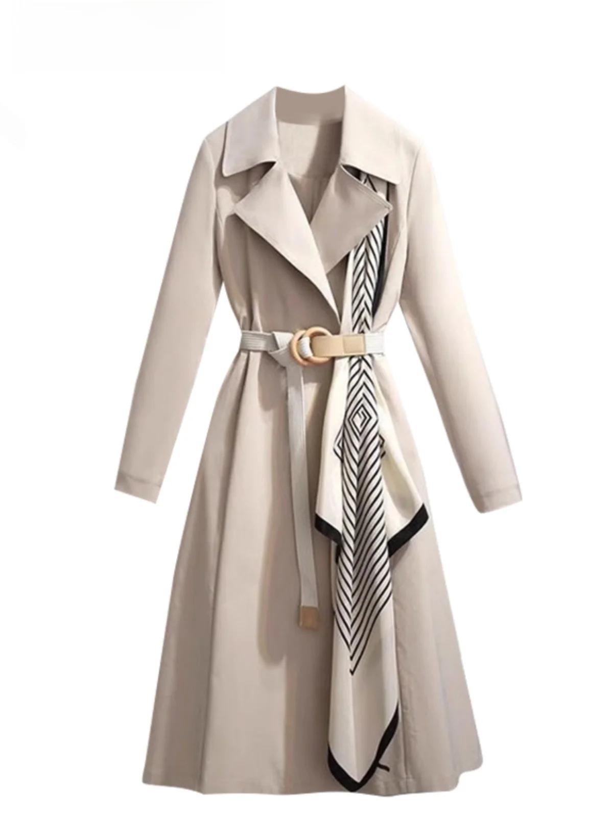 

Briti Sle Suit Collar Windbreaker Jaet Women's Autumn Medium Length Waist Cinching Slimming Coat Trendy Cara CLUB plus ...