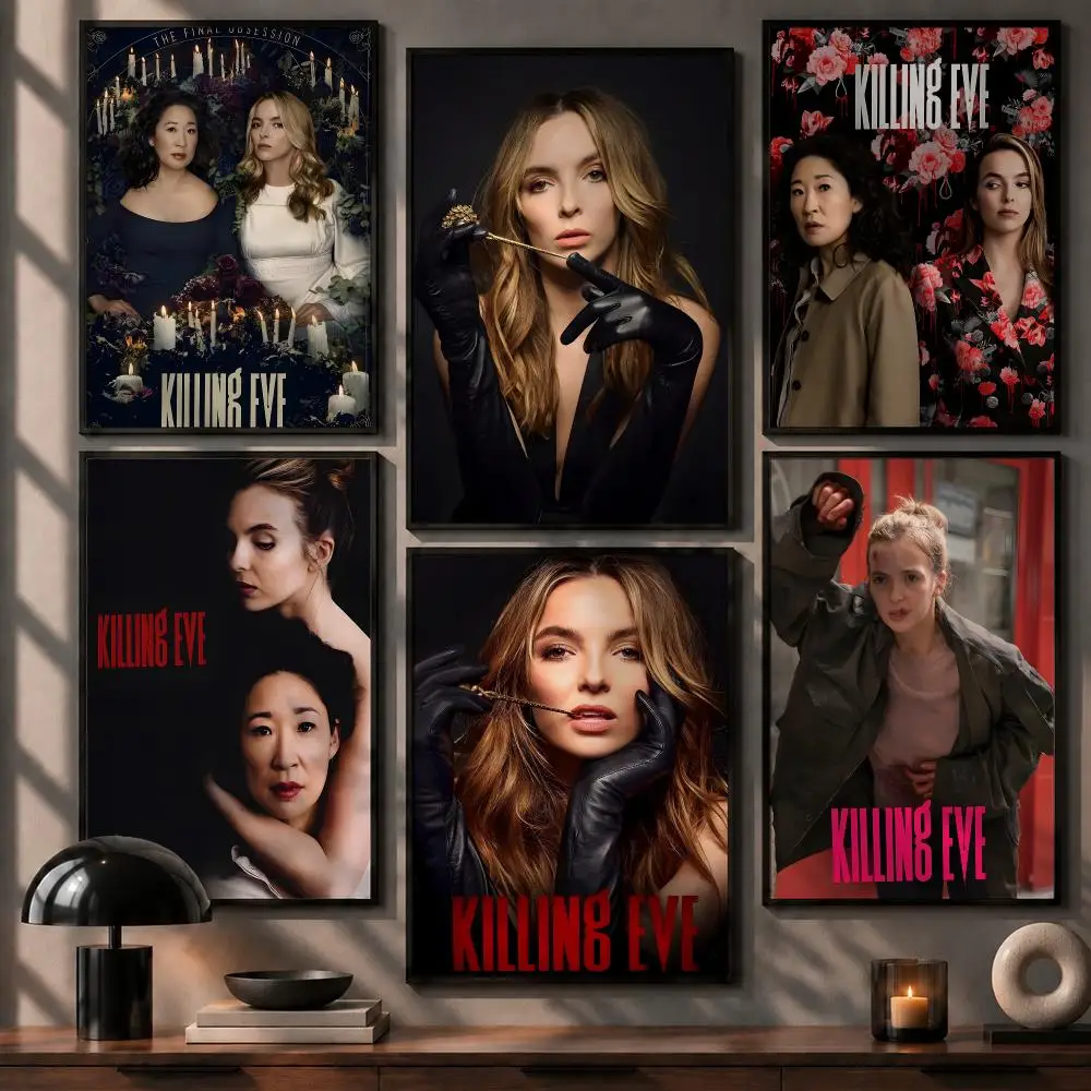 Iconic TV Show Killing Eve Poster No Glue Residue Self-Adhesive Art Poster Wall Decor for Bedroom Living Room