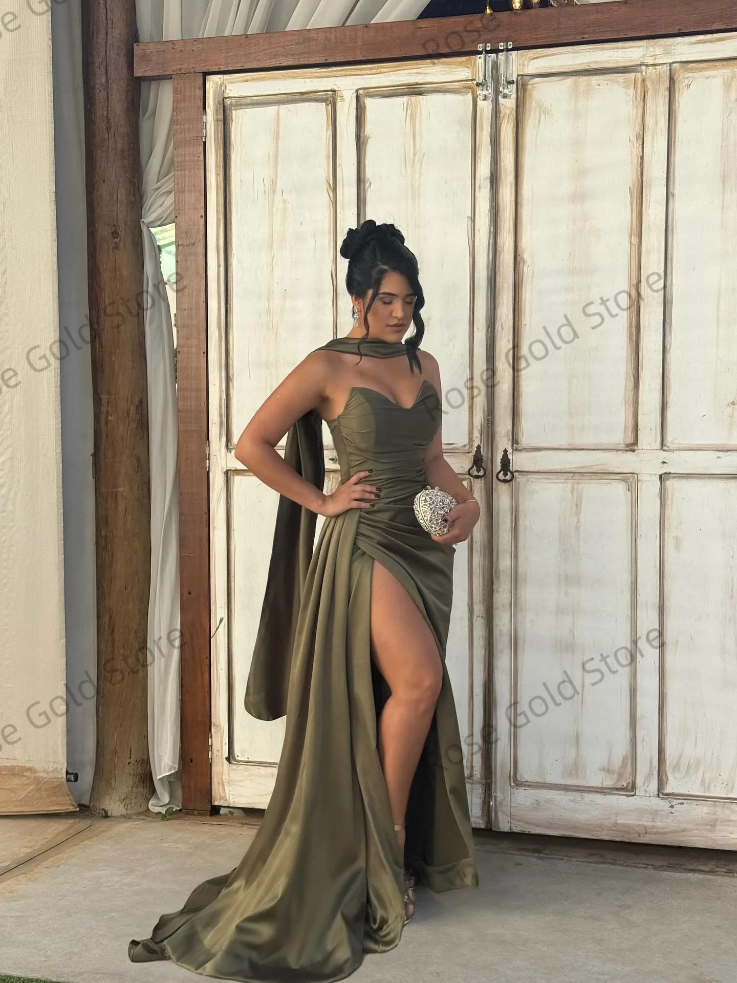 Classic Green Evening Gowns Sweetheart Mermaid Robes de Soriee for Formal Occasion Customzied Slit Summer Beach Party Robes