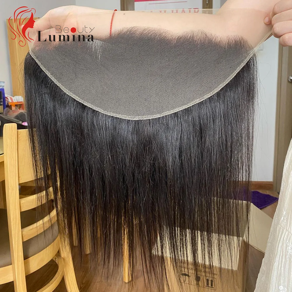 Encaje Frontal recto Invisible transparente, 13x6, 13x4, cabello humano 100% Remy prearrancado