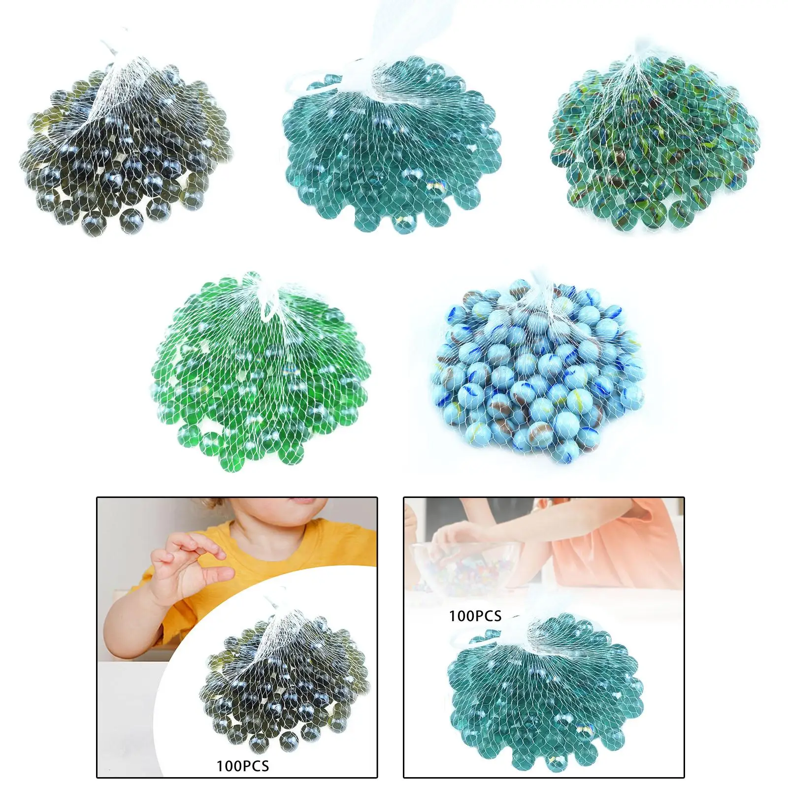100x Biglie Giocattolo Palla Accessori per giochi da tavolo Biglie di vetro Perline Bomboniere 16mm per bambini Regali per ragazze