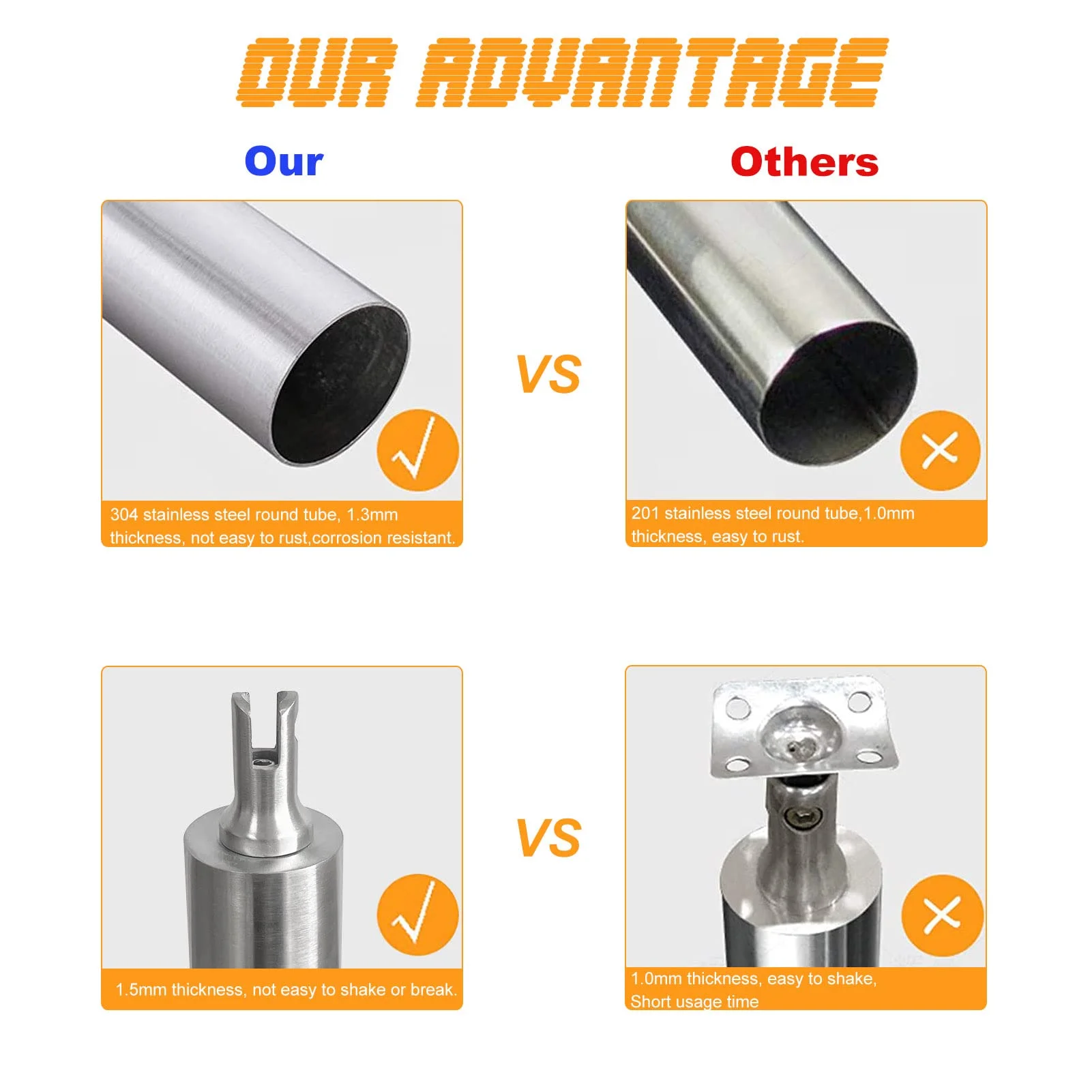 التخصيص التصميم الحديث المصنع مباشرة الفولاذ المقاوم للصدأ الدرابزين درابزين قوس شرفة سطح السفينة منزل درج درابزين