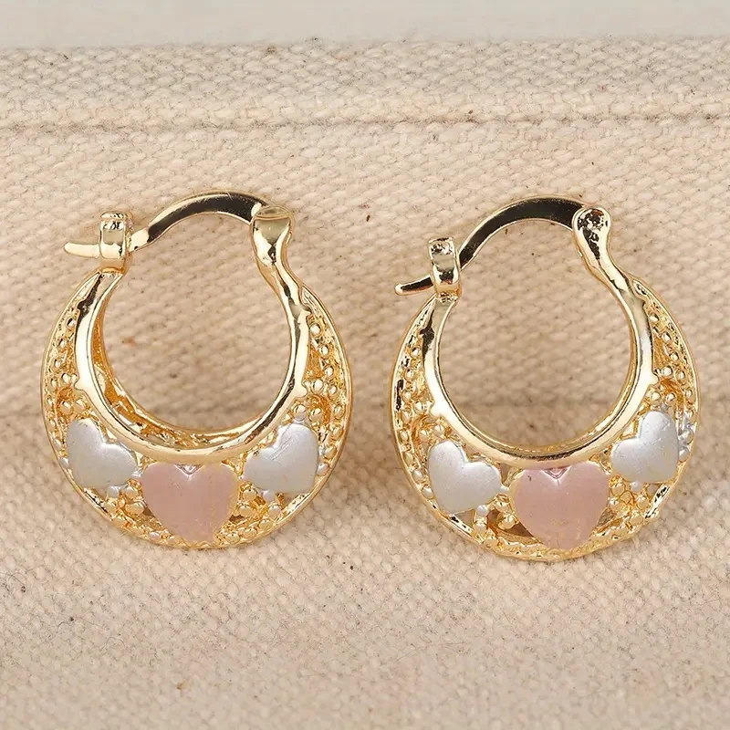 Golden Elegant Love Hoop Earrings for Women\'s Wedding Party Anniversary Gift