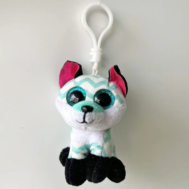 9cm Ty Beanie Big Eyes Small Pendant Keychain Clips Mini Stuffed Plush Toy Animals Doll Green Fox Piper Children Gifts