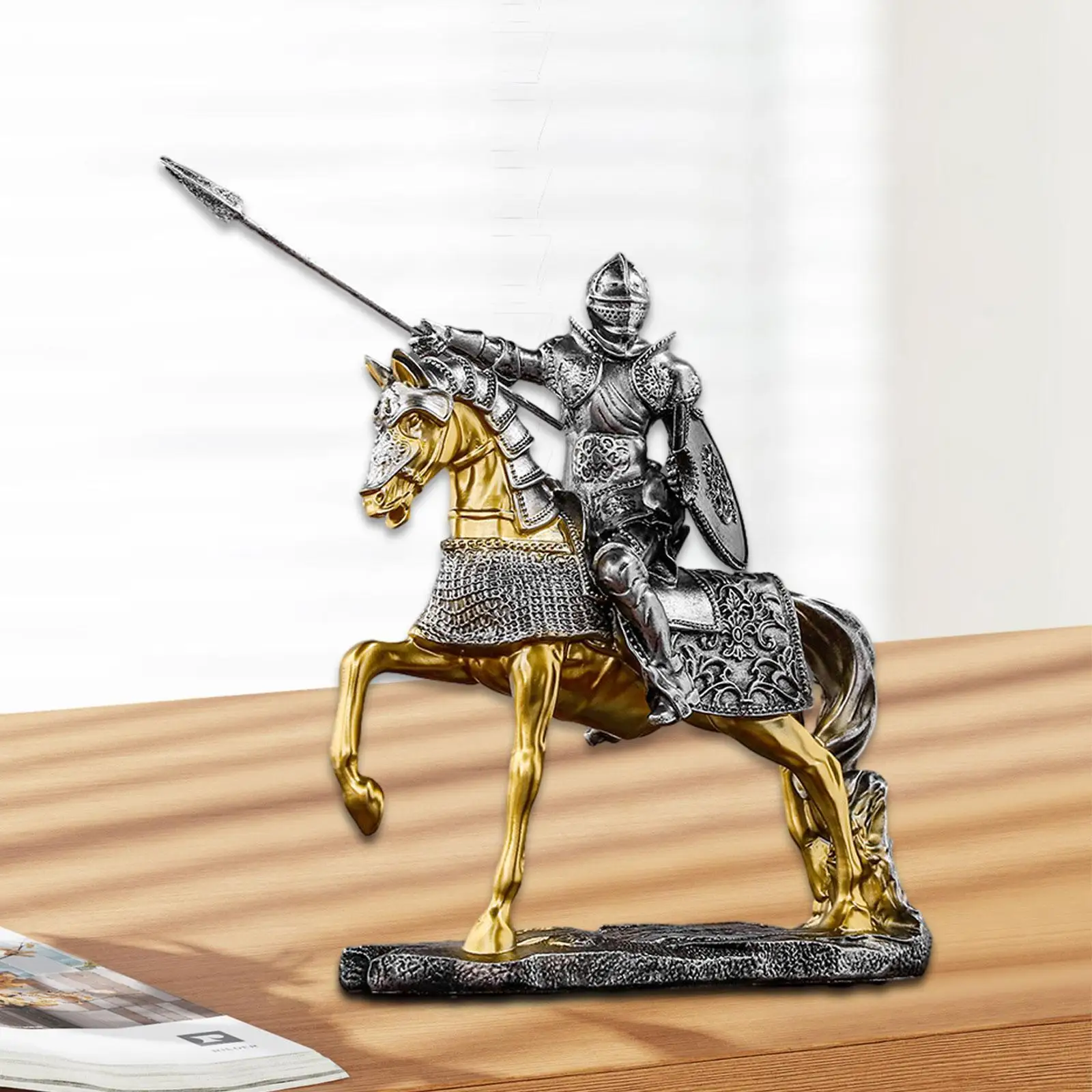 

Knight Figurine Retro Style Home Decor Warrior Statue for Home Shelf Bedroom