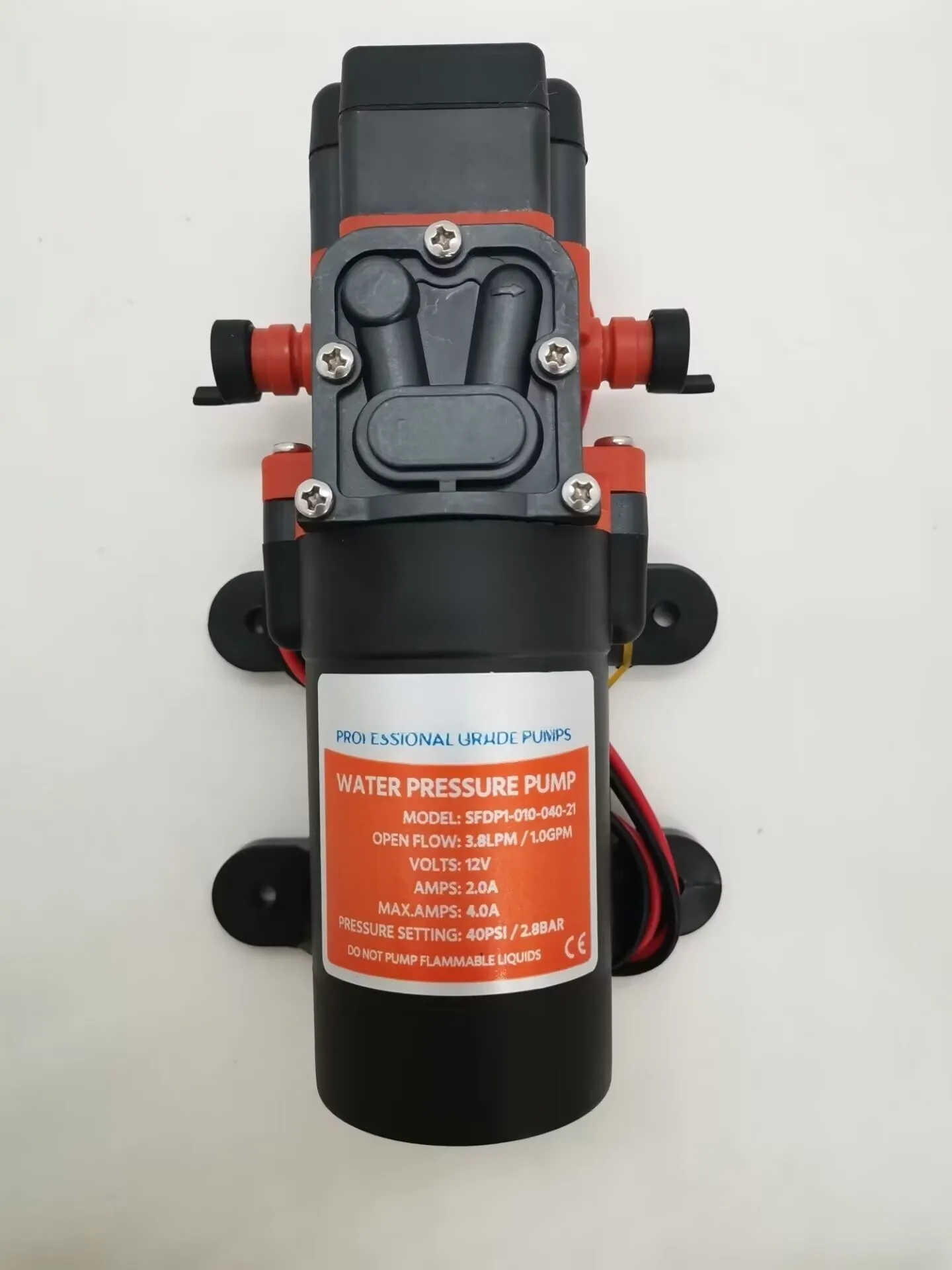 

Water Pump 12V SFDP1-010-040-21 / 24V SFDP2-010-040-21 1.2 GPM 4.3 LPM 35 PSI Diaphragm Pump for Marine RV Yachting Boat Caravan