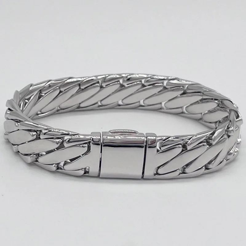 Vintage Luxury Silver Plated Triple Rope Cuban Link Bracelet, Hand Carved Hip Hop Punk Unisex Statement Bangle Jewelry Gift