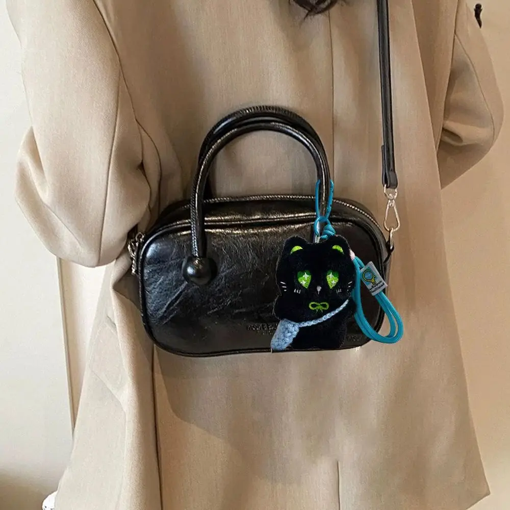 Cute Black Cat Plush Toy Keychain Cartoon Kitten Soft Stuffed Doll Pendant Backpack Bag Decor Hangings Kid Gifts