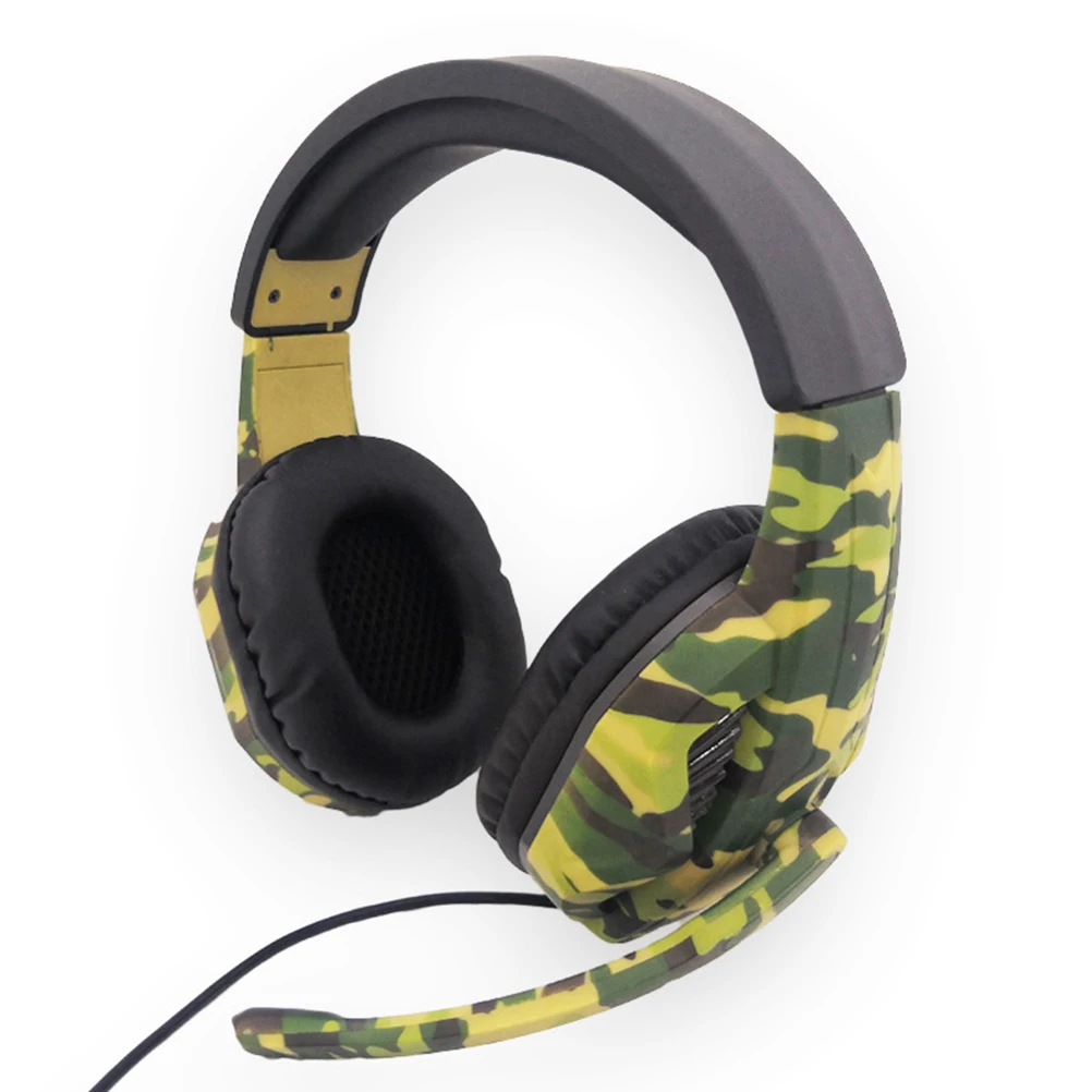 

Gaming Headset Camouflage Green Realistic Sound Omnidirectional Microphone Comfortable PU Earmuffs Lightweight Compatible Mobile