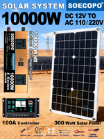 Off-Grid Solar Kit 10000W Powerful Inverter + 500W Solar Panels + 100A Controller DC 12V24V - AC 110V/220V Inverter