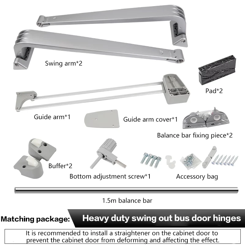 Premium Industrial Heavy Duty External Opening Bus Door Hinge With Damping Connecting Rod For Kitchen Cabinet Wardrobe Closet