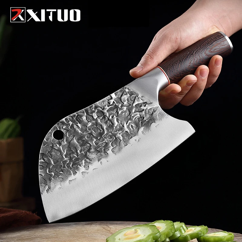 XITUO Chef Butcher Knife High Carbon Steel Kitchen Knife Cooking Cut Tool Cleaver Meat Chopping Vegetable Slicer Bone Knife