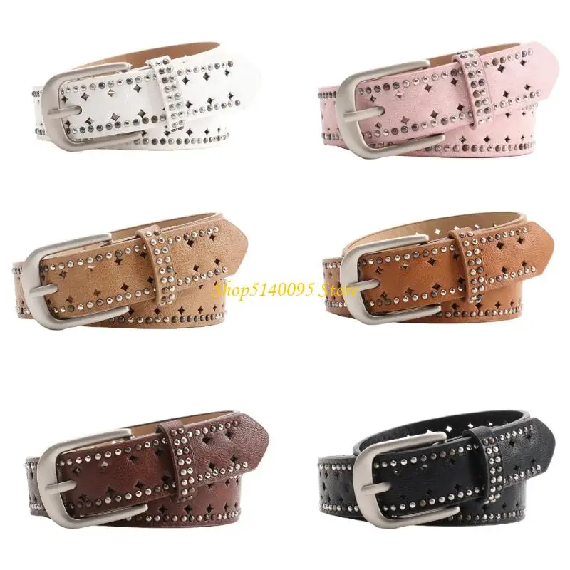 

Женский регулируемый ремень из искусственной кожи DXAE в стиле панк с заклепками для повседневного и стильного рокера