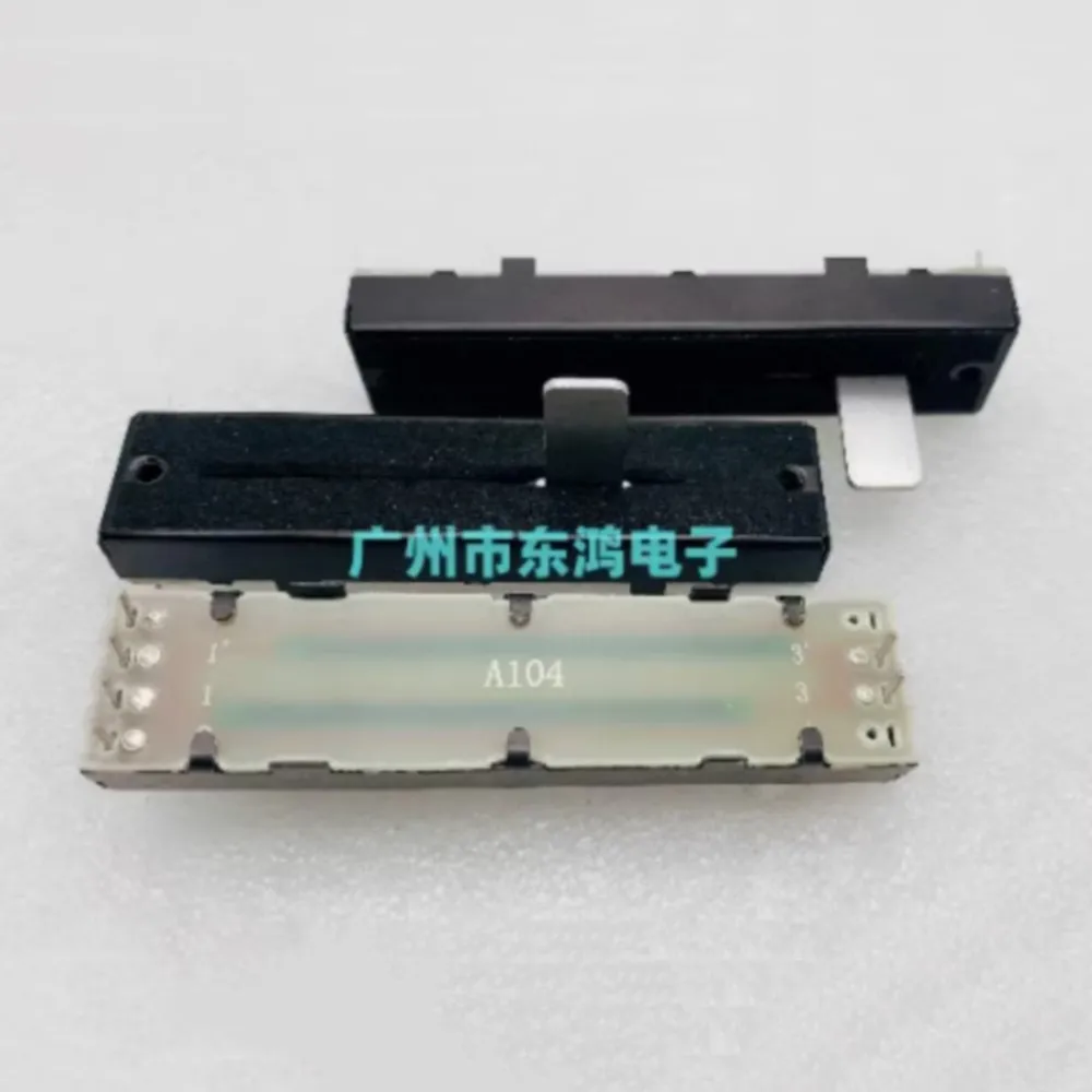 

1PCS RA45D2 Straight Sliding Track Fader 73MM Slide Potentiometer A100KX2 Double 6-Pin A100K A104 Shaft Length 15mm