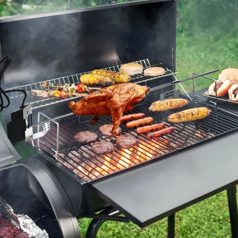 F92B Universal Automatic Grill Rotisserie with 4W Electric Motor Spit Rod Fork