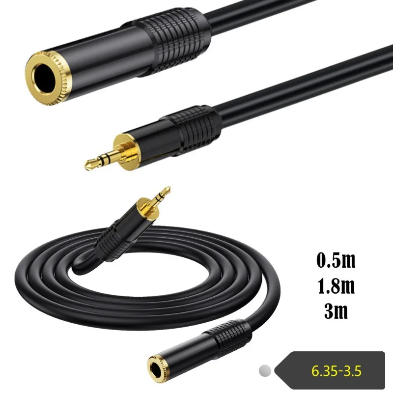 

Gold-plated TRS 6.35mm Female To 3.5mm Male Stereo Headset Microphone Amplifier Audio Cable