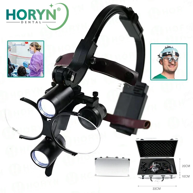 5W Dental LED Headlight Binocular Loupes 2.5X/3.5X Headband Dentist Surgical Headlamp Dentistry Magnifier